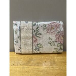 Vtg Jessica McClintock One King Fitted Sheet Cream Pink Floral Cottagecore Roses